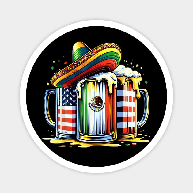 Beer Mexican USA Flag Cinco de Mayo Drinking Party, Mexico Party, Beer Lover, Mexican Fiesta Magnet by artbyGreen